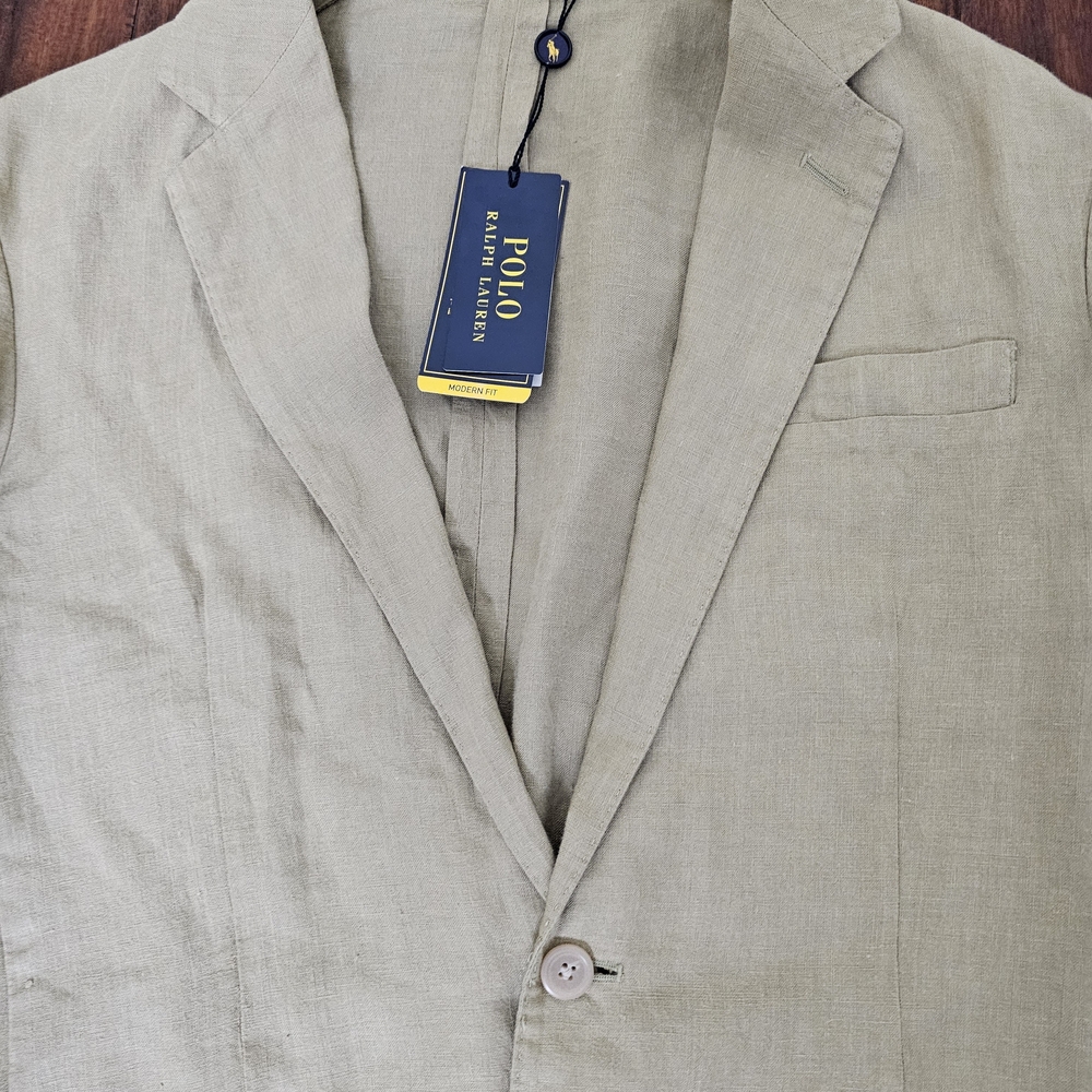 Polo Ralph Lauren Tan Brown Linen Suit Mens Size 38R Modern Fit - Picture 2 of 7